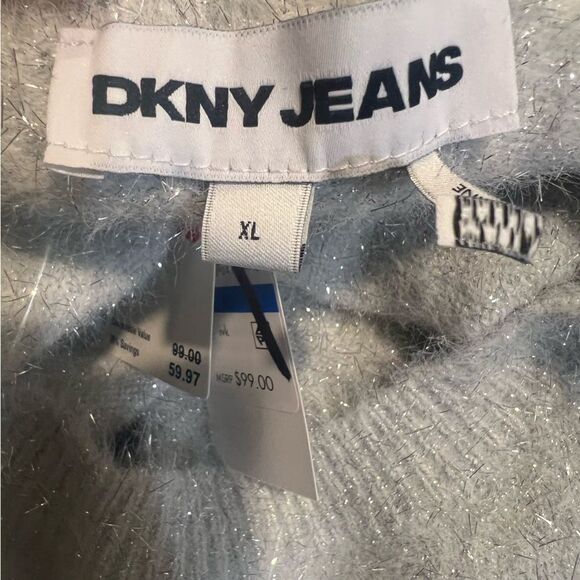 NWT DKNY Metallic Sweater womens size XL with bell sleeves in gray and black - Picture 10 of 10